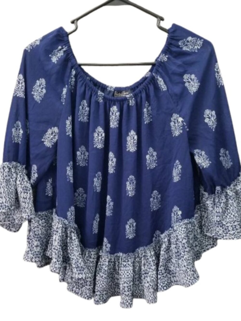Lucky Brand Blue Ruffle Blouse Women's M